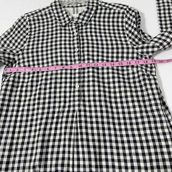 J. Jill Gingham Tunic Top Size Small Black Plaid Pockets Long Sleeve 100% Cotton - Picture 9 of 12
